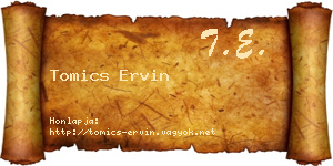 Tomics Ervin névjegykártya